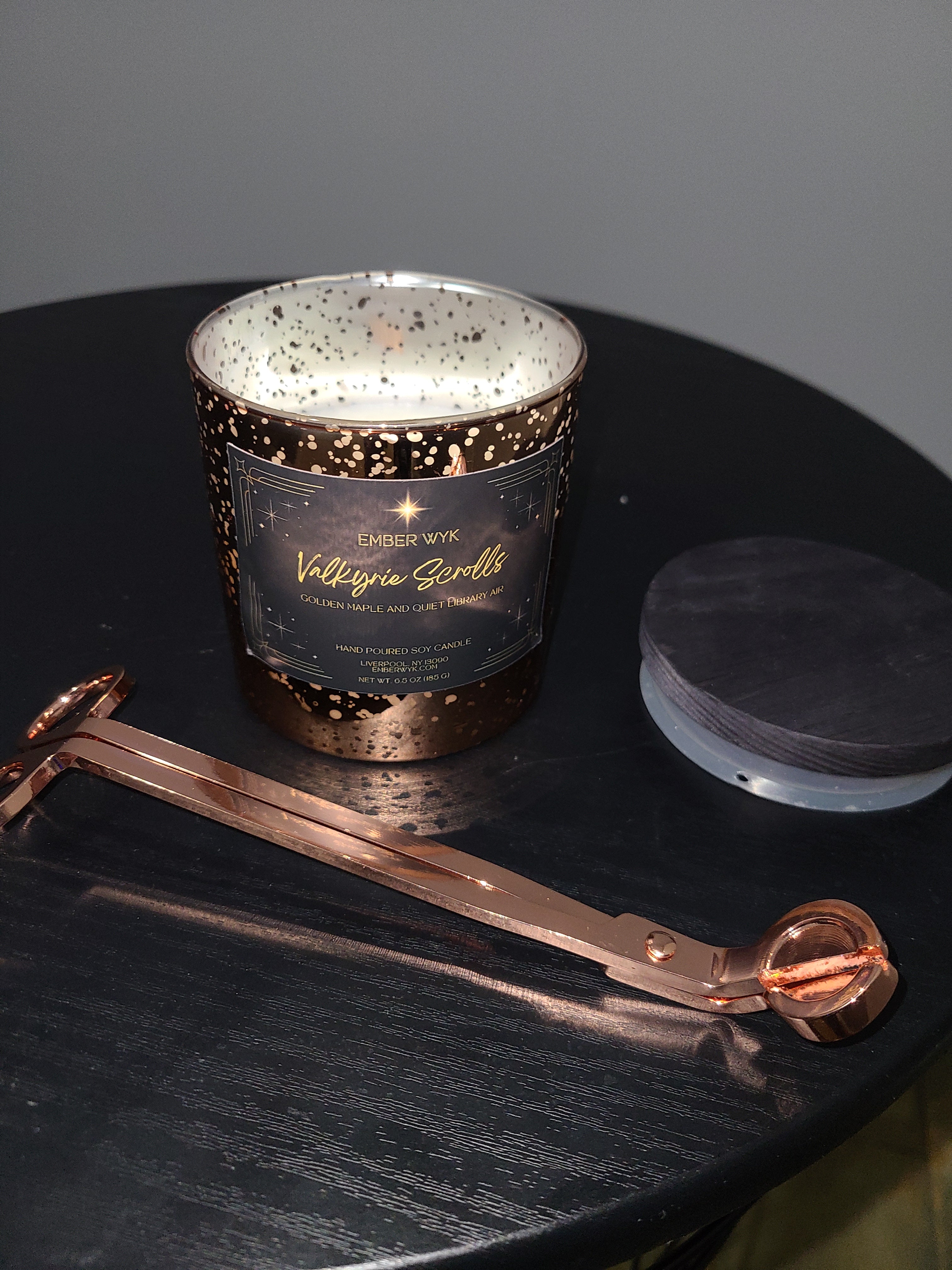 6 oz Valkyrie Scrolls - Limited Edition Starlight Vessel - Autumn Ambrette & Library Candle | Warm, Spiced & Bookish | Soy Candle
