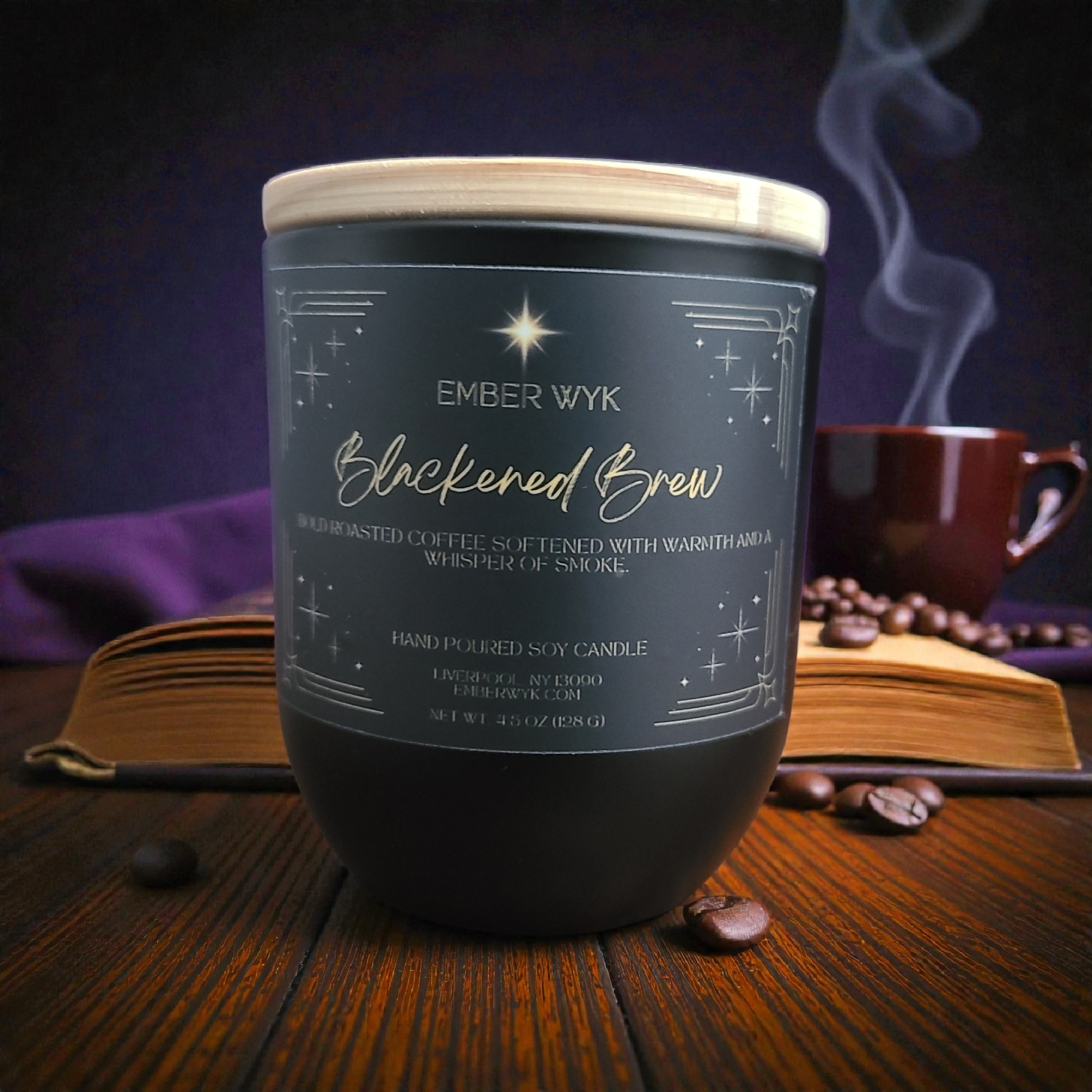 Blackened Brew – Coffee Shop Candle | Rich Espresso & Vanilla | Cozy Wooden Wick Candle
