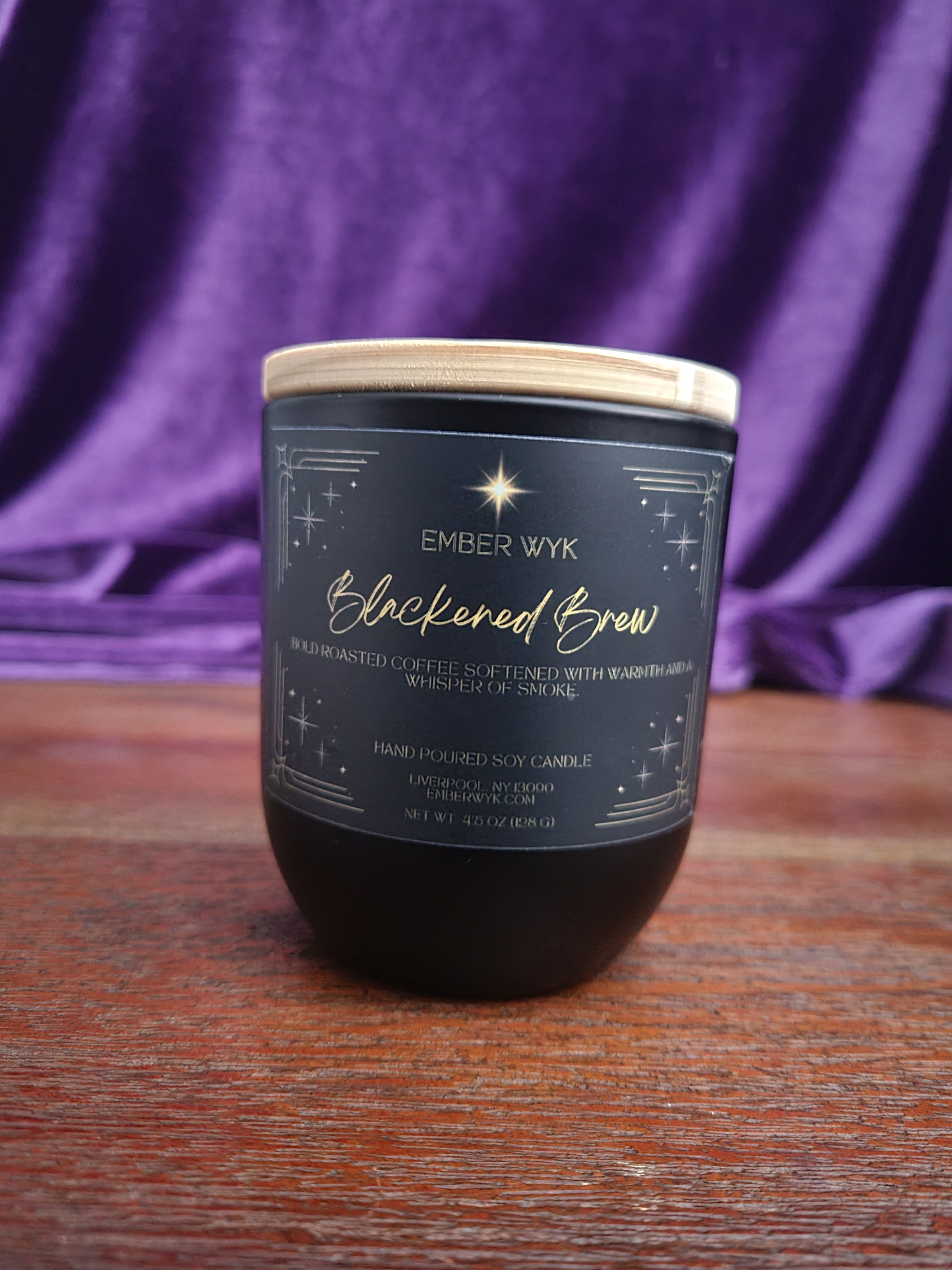 4.5 oz Blackened Brew – Coffee Shop Candle | Rich Espresso & Vanilla | Cozy Wooden Wick Candle