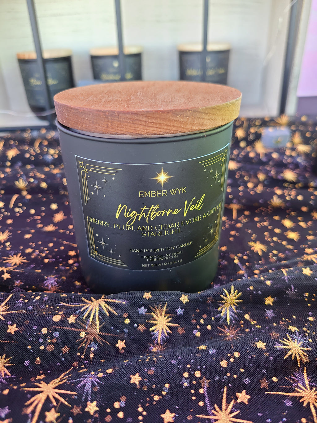 8 oz Nightborne Veil - Limited Edition Starlight Vessel – Dark Orchard Fantasy Candle | Fruity & Mysterious | Wooden Wick Soy Candle