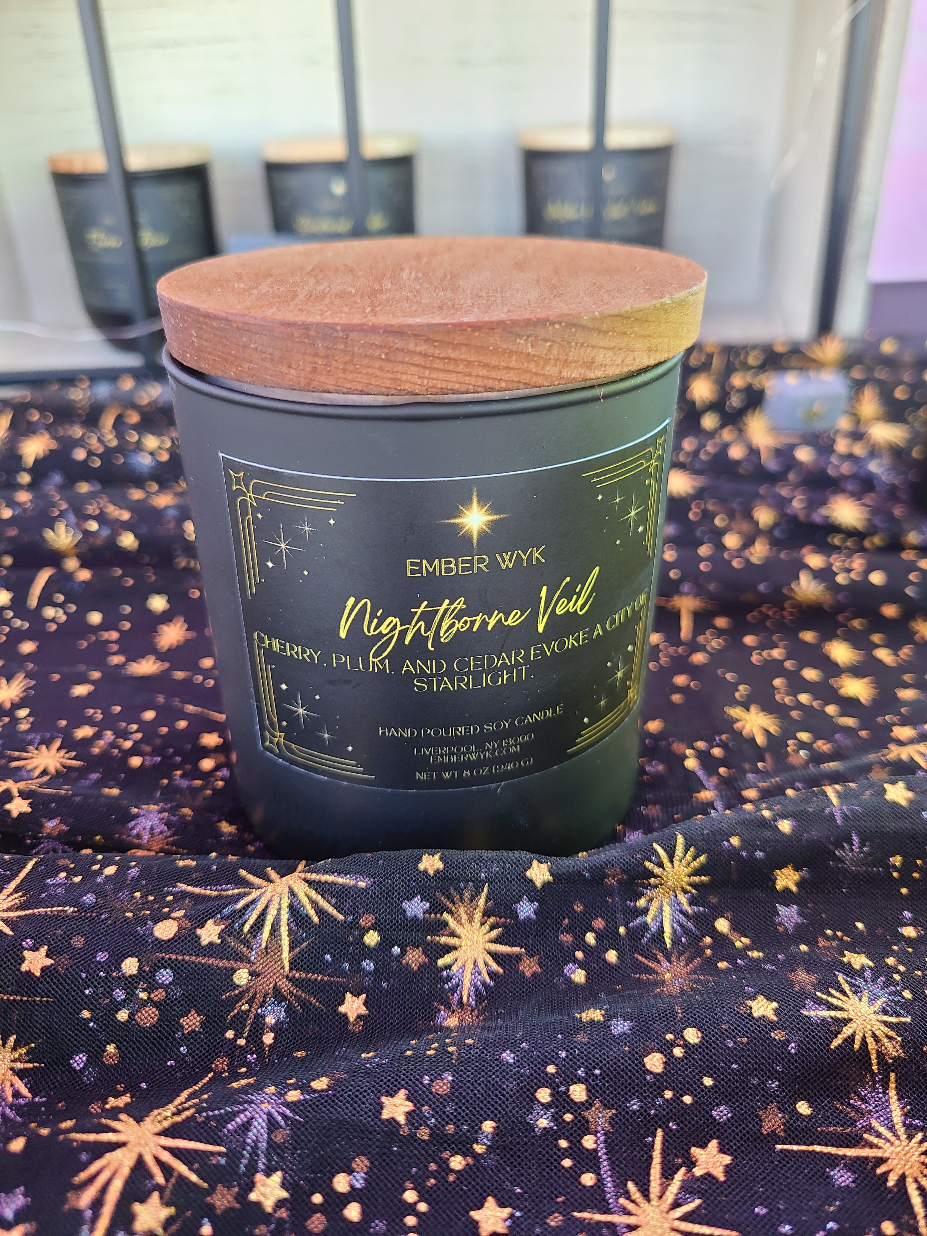 8 oz Nightborne Veil - Limited Edition Starlight Vessel – Dark Orchard Fantasy Candle | Fruity & Mysterious | Wooden Wick Soy Candle