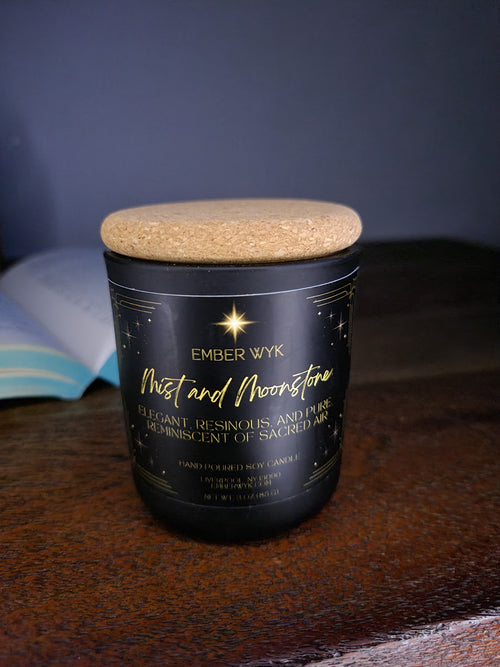 3 oz Mist & Moonstone – Bergamot & White Copal Candle | Fresh & Ethereal | Clean Burning Candle
