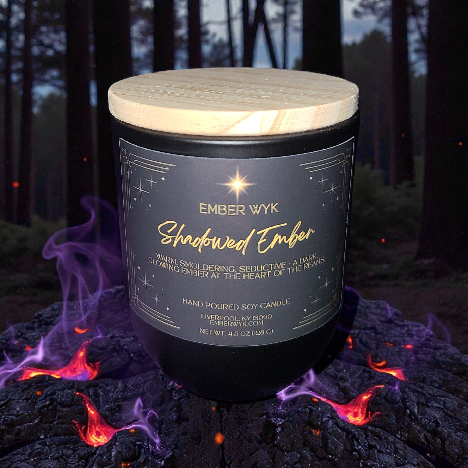 Shadowed Ember – Fantasy Candle | Warm, Smoky | Wooden Wick Soy Candle