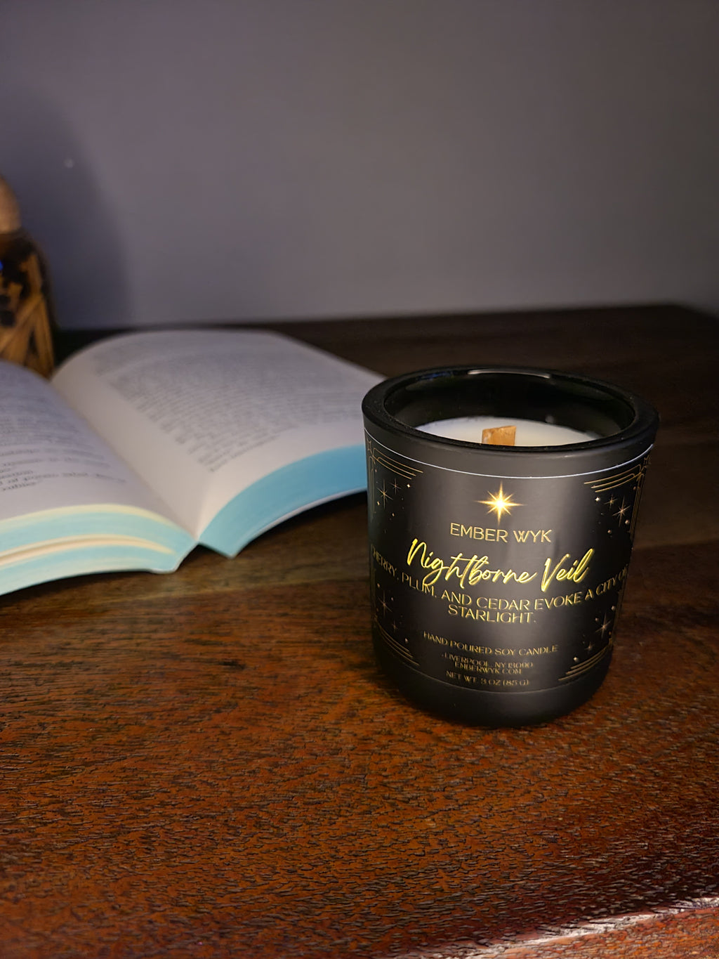 3 oz Nightborne Veil – Dark Orchard Fantasy Candle | Fruity & Mysterious | Wooden Wick Soy Candle