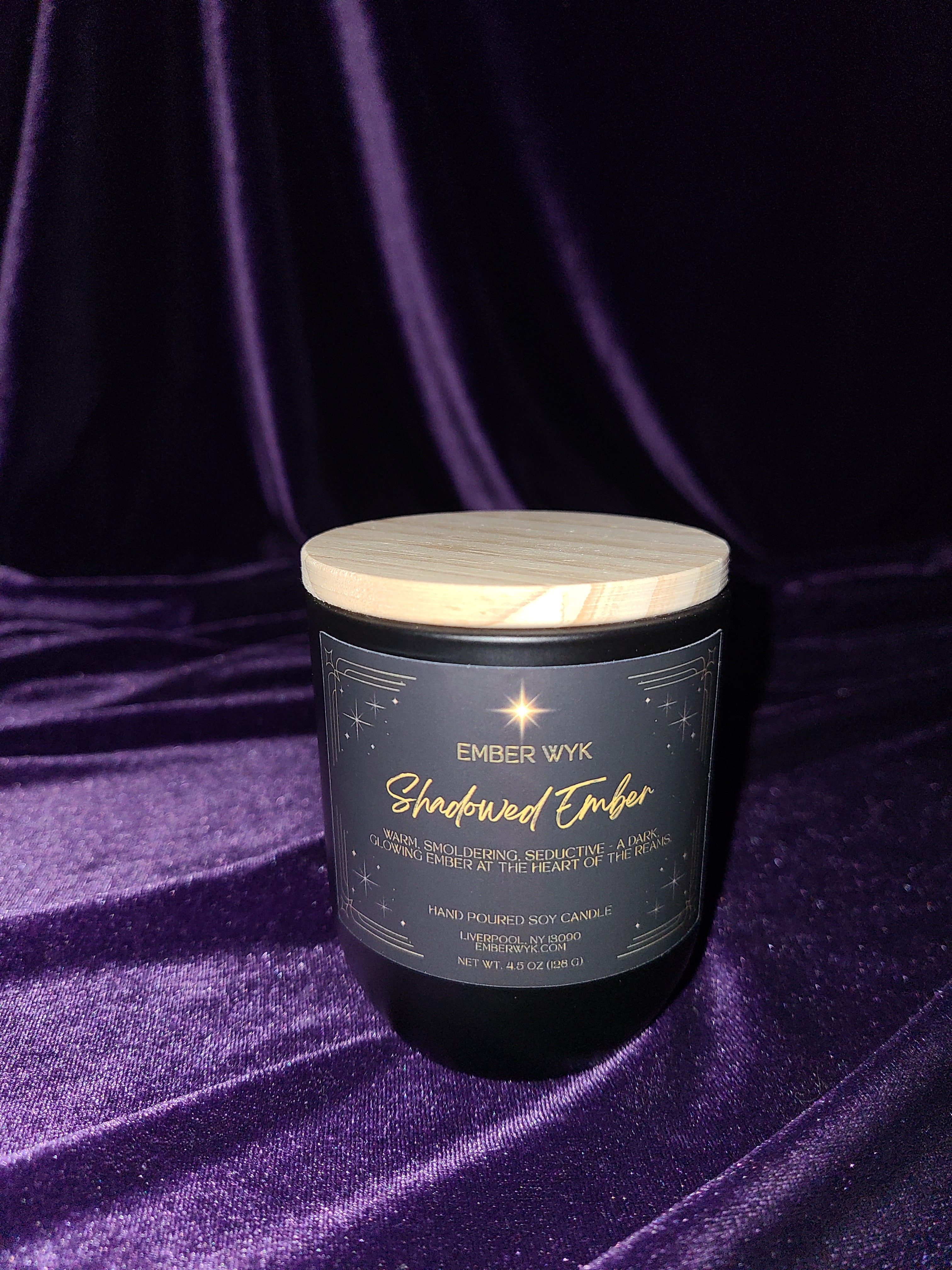 4.5 oz Shadowed Ember – Fantasy Candle | Warm, Smoky | Wooden Wick Soy Candle